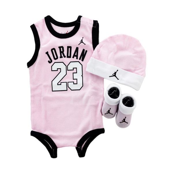 Jordan 23 Jersey 3 Pieces Set 6 12 Monate Mj0208 A9y Rosa Schwarz We