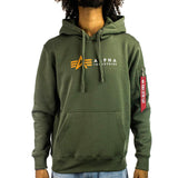 Alpha Industries Inc Alpha Label Hoodie 118331-142 - dunkel olive grün