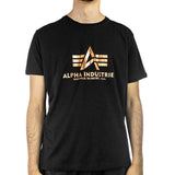 Alpha Industries Inc Basic Foil Print T-Shirt 100501FP-365 - schwarz-gold