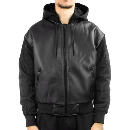 Calvin Klein Faux Leather Bomber Jacke J324597-BEH-