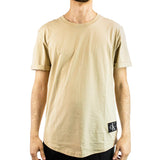Calvin Klein Badge Turn Up Sleeve T-Shirt J30J323482-RAE - beige