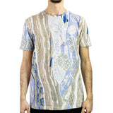Carlo Colucci Knit Print Capsule T-Shirt - Beige Blue C3477-561 - beige-blau