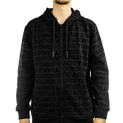 Carlo Colucci Monogram Flock Story Zip Hoodie Jacke C7408-20-