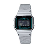Casio Retro Digital Armband Uhr A700WEMS-1BEF - silber-schwarz-türkis