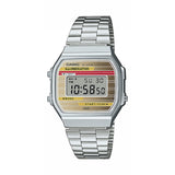 Casio Retro Digital Armband Uhr A168WEHA-9AEF - silber-gold-rot