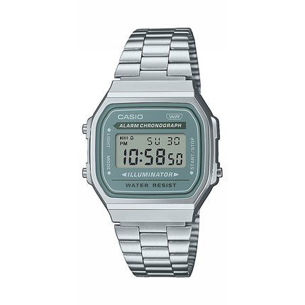 Casio Retro Digital Armband Uhr A168WA-3AYES - silber-türkis grün