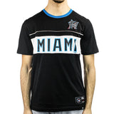 Fanatics Miami Marlins MLB Fundamentals Cotton Cut and Sew Panel T-Shirt 007R-00MV-MQM-0MQ - schwarz-blau-weiss
