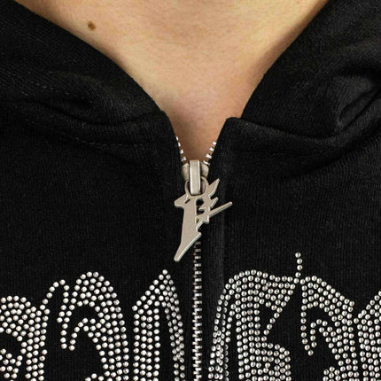 Favela Ribcage Rhinestone Zip Hoodie FAV-2024-Q3-00144-
