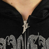 Favela Ribcage Rhinestone Zip Hoodie FAV-2024-Q3-00144-