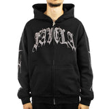 Favela Ribcage Rhinestone Zip Hoodie FAV-2024-Q3-00144 - schwarz-silber