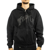 Favela Aves Rhinestone Zip Hoodie FAV-2024-Q3-00135 - schwarz-schwarz