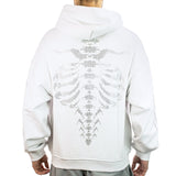 Favela Ribcage Rhinestone White Front Zip Hoodie FAV-2024-Q4-00115-