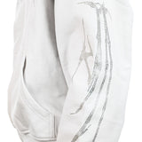 Favela Ribcage Rhinestone White Front Zip Hoodie FAV-2024-Q4-00115-