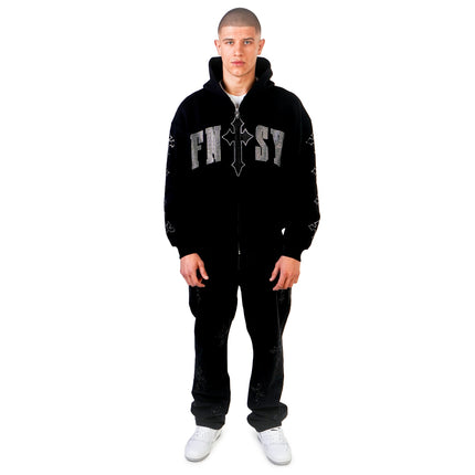 FNTSY Cross Zip Hoodie 24110861-black - schwarz