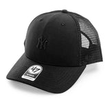 47 Brand New York Yankees MLB Base Runner Mesh MVP Trucker Cap B-BRNMS17CTP-BKA - schwarz-schwarz