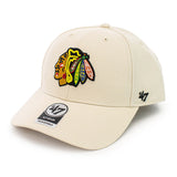 47 Brand Chicago Blackhawks NHL Natural MVP Snapback Cap H-MVPSP04WBP-NTB - creme-bunt