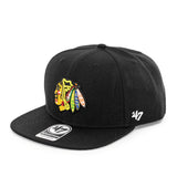 47 Brand Chicago Blackhawks NHL No Shot Captain Snapback Cap H-NSHOT04WBP-BKB - schwarz