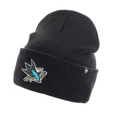 47 Brand San Jose Sharks NHL Black Haymaker Cuff Knit Winter Mütze H-HYMKR22ACE-BK - schwarz-türkis