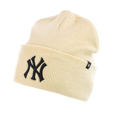 47 Brand New York Yankees MLB Natural Haymaker Cuff Knit Winter Mütze B-HYMKR17ACE-NTD - creme-schwarz