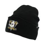 47 Brand Anaheim Ducks NHL Black Haymaker Cuff Knit Winter Mütze H-HYMKR25ACE-BKC - schwarz-weiss-gold