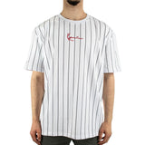 Karl Kani Small Signature Pinstripe T-Shirt 6030152 - weiss-schwarz-rot