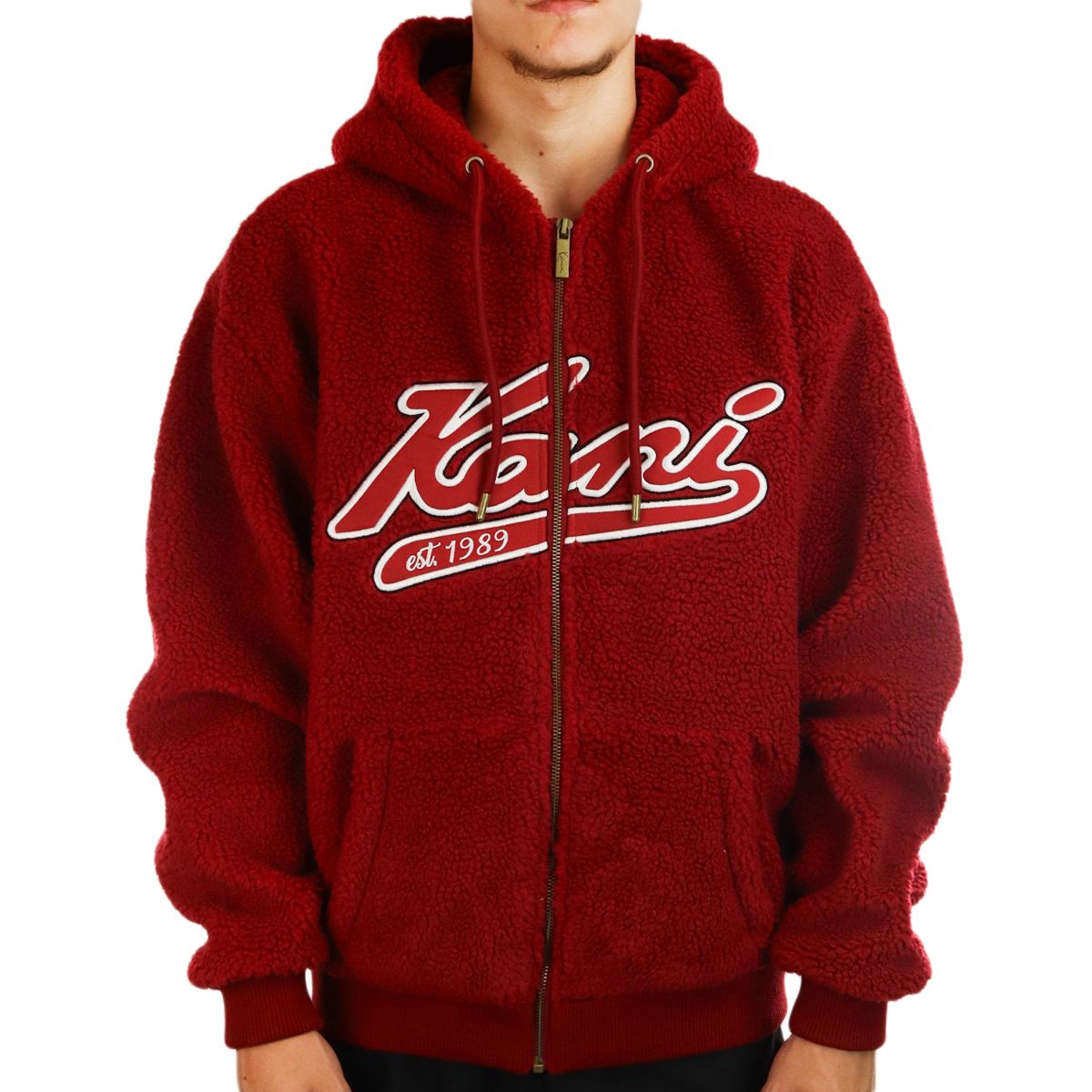 Zipper Hoodie Dunkelrot Damen Varsity Hoodie Karl Kani Pullover