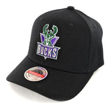 Mitchell & Ness Milwaukee Bucks NBA Team Logo HC CR Snapback Cap HHSSINTL1245-MBUBLCK - schwarz-lila
