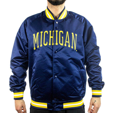 Mitchell & Ness University of Michigan NCAA Lightweight Satin Jacke STJKSC19071-UMINAVY-