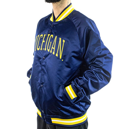Mitchell & Ness University of Michigan NCAA Lightweight Satin Jacke STJKSC19071-UMINAVY-