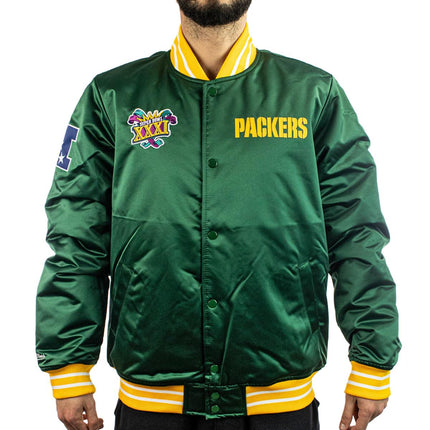 Mitchell & Ness Green Bay Packers NFL Heavyweight Satin Jacke OJBF3413-GBPYYPPPDKGN-