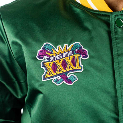 Mitchell & Ness Green Bay Packers NFL Heavyweight Satin Jacke OJBF3413-GBPYYPPPDKGN-