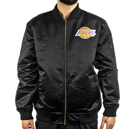 Mitchell & Ness Los Angeles Lakers NBA Lightweight Satin Bomber Jacke SJKT6599-LALYYPPPBLCK-