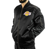 Mitchell & Ness Los Angeles Lakers NBA Lightweight Satin Bomber Jacke SJKT6599-LALYYPPPBLCK-