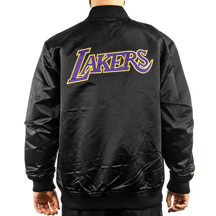 Mitchell & Ness Los Angeles Lakers NBA Lightweight Satin Bomber Jacke SJKT6599-LALYYPPPBLCK-