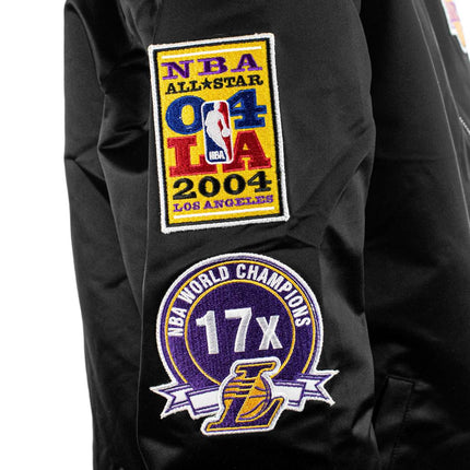 Mitchell & Ness Los Angeles Lakers NBA Lightweight Satin Bomber Jacke SJKT6599-LALYYPPPBLCK-