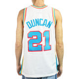 Mitchell & Ness San Antonio Spurs NBA 1998 Tim Duncan Neon Tropical Swingman Jersey Trikot TFSM5265-SAS98TDUWHIT-