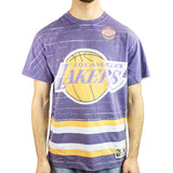 Mitchell & Ness Los Angeles Lakers NBA Jumbotron 3.0 Sublimated T-Shirt TCRW5119-LALYYPPPMTWH - lila-gelb