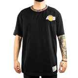 Mitchell & Ness Los Angeles Lakers NBA Jacquard Ringer T-Shirt TCRW6601-LALYYPPPBLCK - schwarz