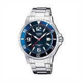 Casio Retro Analog Armband Uhr MTD-1053D-2AVES - silber-blau-rot