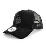 New Era Los Angeles Dodgers MLB Black on Black Team Logo A-Frame Trucker Cap 12523912 - schwarz-grau