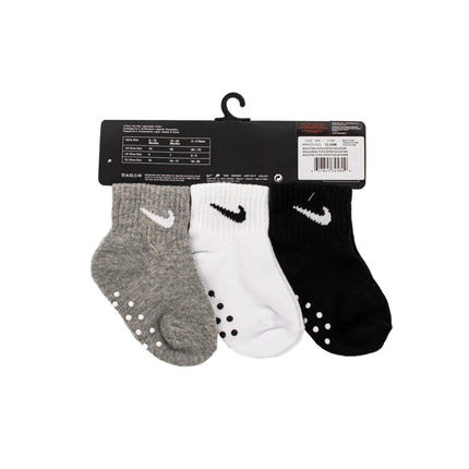 Nike Core Swoosh Gripper Socken 3 Paar 12 - 24 Monate NN0053-023 - schwarz-weiss-grau
