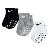 Nike Core Swoosh Gripper Socken 3 Paar 6-12 Monate MN0053-023 - schwarz-weiss-grau