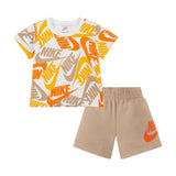 Nike Futura Toss 2-Teile Short Set 66H749-X0L - weiss-beige-orange-gelb