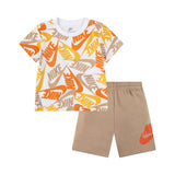 Nike Futura Toss 2-Teile Short Set 86H749-X0L - weiss-beige-orange-gelb