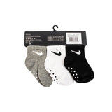 Nike Core Swoosh Gripper Socken 3 Paar 3 - 4,5 Jahre PN0053-023 - schwarz-weiss-grau