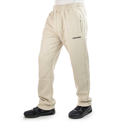 Pegador Logo Wide Sweat Pants - Washed Cozy Beige Black PGDR-1148-637/001-