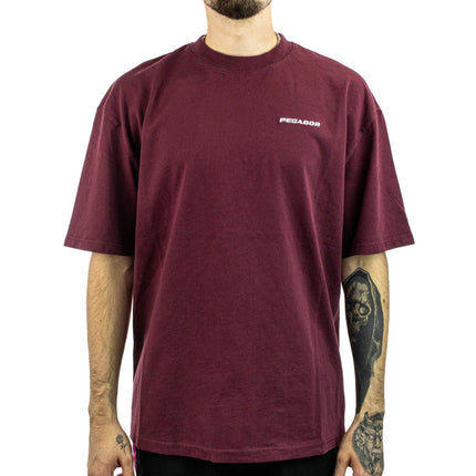 Pegador Logo Oversized T-Shirt - Washed Maroon Red White PGDR-1102-614/004-