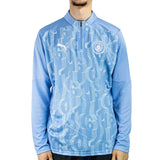 Puma Manchester City FC PreMatch Quarter Zip Longsleeve 777579-21 - hellblau