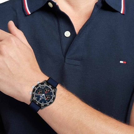 Tommy Hilfiger TH85 Carbon Chronograph Cordura Straps Armband Uhr 1792183-