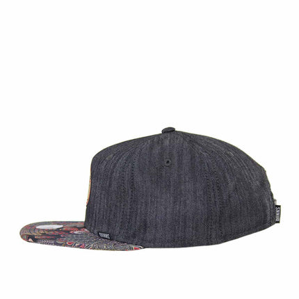 Djinns Peacock Linen Rev. 6 Panel Snapback Cap 6P SB Peacock Linen Rev. Black-